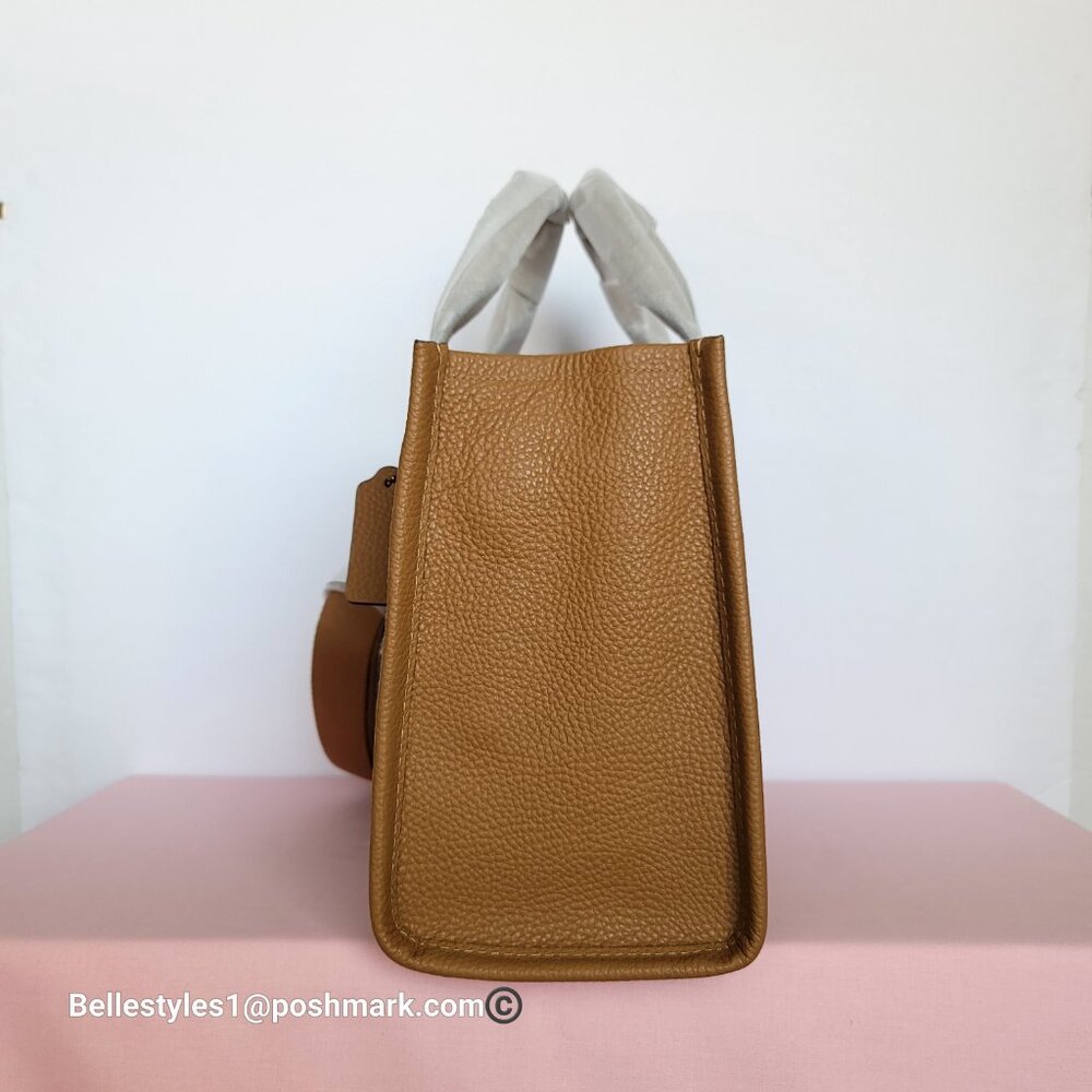 COACH Bubble Leather Cargo MEDIUM Tote w Webbing Strap- Honey Brown⭐ - Picture 7 of 16